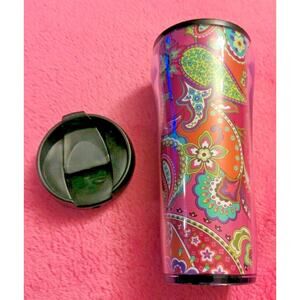 Vera Bradley Mug Cup Emerald Paisley 16 oz Tumbler Travel Mug with Flip Lid